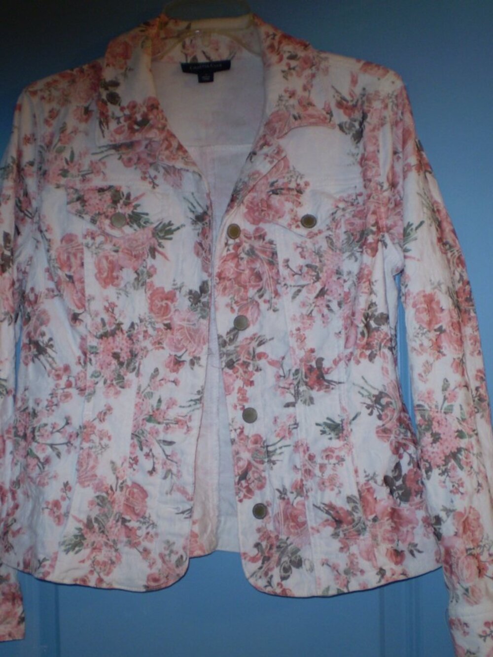 CHARTER CLUB BLUSH PINK FLORAL JEAN TYPE JACKET SZ S